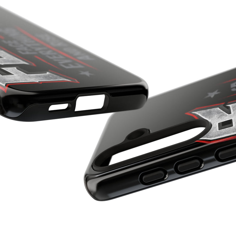 Fear phone case by Printify featuring an inspiring design with the phrase "Face Everything and Rise" on a sleek surface.