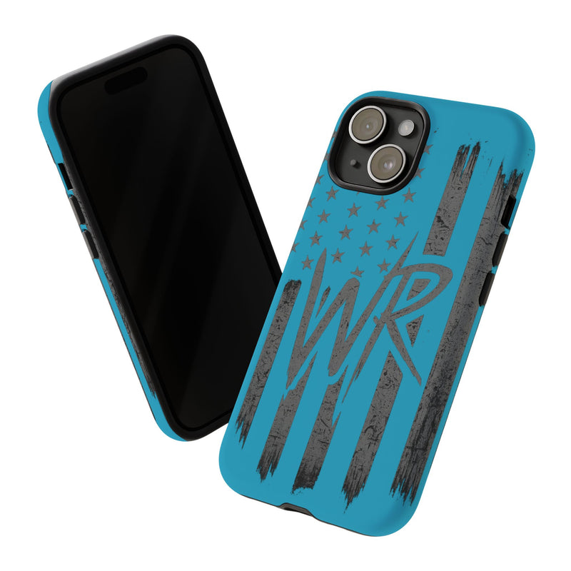 Patriotic blue 'WR' flag tough phone case by Printify, showcasing a durable design with vibrant flag graphics.