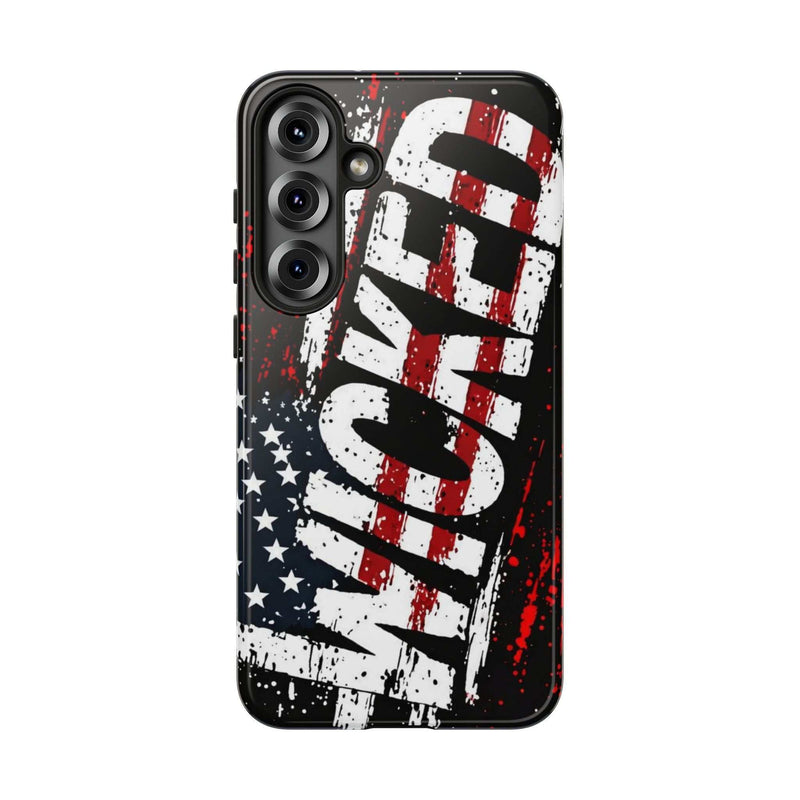 Distressed American flag phone case with "VETERAN" graphic, showcasing rugged patriotic design by Printify.