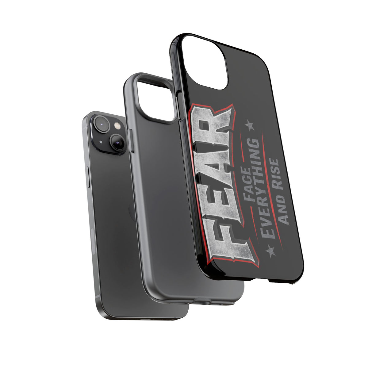 Fear — Face Everything and Rise Phone Case by Printify featuring a bold, motivational design on a sleek phone case.