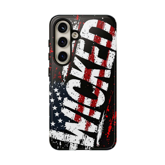 Distressed American flag phone case with "VETERAN" graphic, rugged design by Printify for patriotic protection.