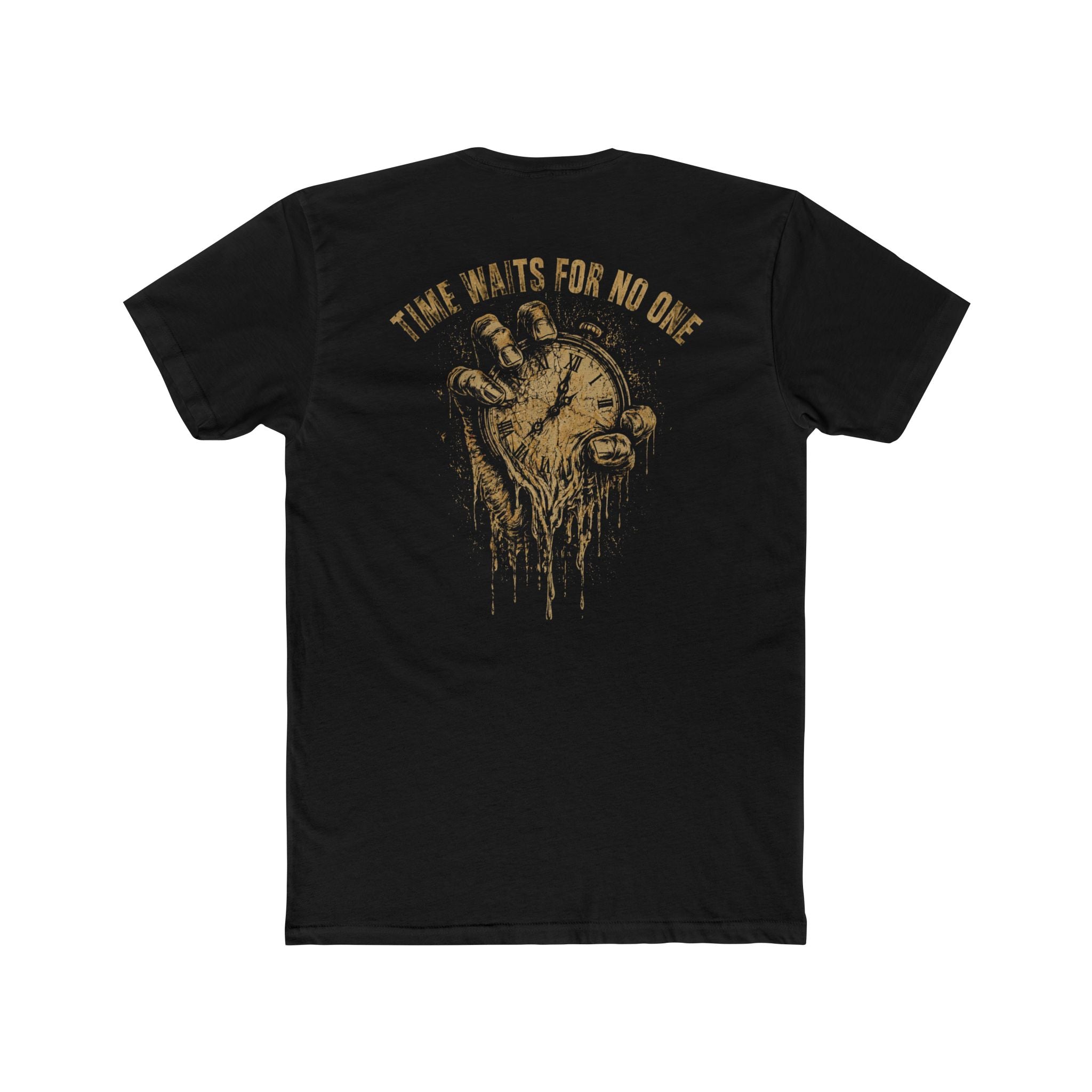 Time Waits For No One Tee — Skull & Clock Graphic Cotton T‑Shirt