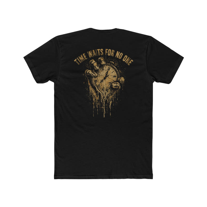 Time Waits For No One Tee — Skull & Clock Graphic Cotton T‑Shirt