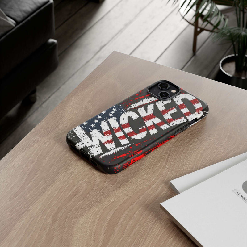 Distressed American flag phone case with "VETERAN" graphic by Printify, showcasing rugged patriotic design and protection.