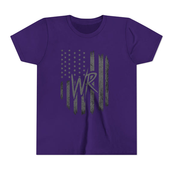 Youth Tee  Distressed American Flag with WR Monogram - Wicked & Riled Clothing