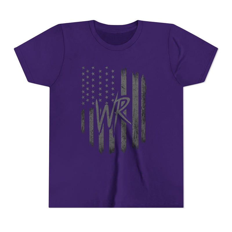 Youth Tee  Distressed American Flag with WR Monogram - Wicked & Riled Clothing