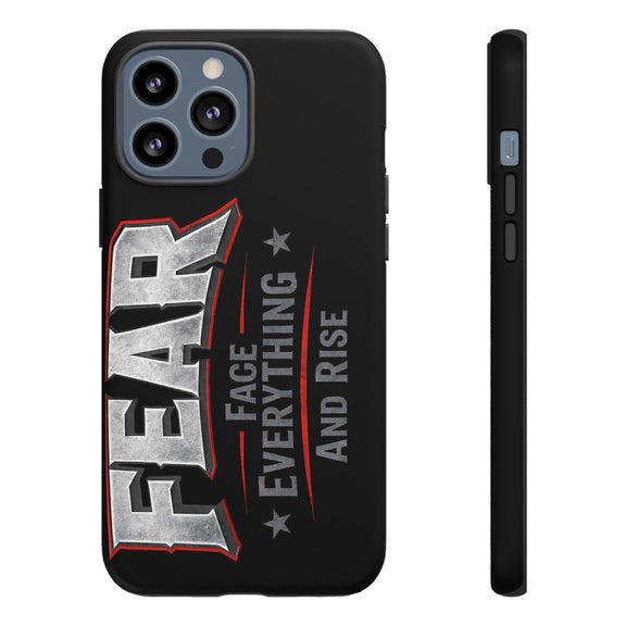 Fear Face Everything and Rise Phone Case by Printify, featuring a bold design with motivational text on a sleek case.