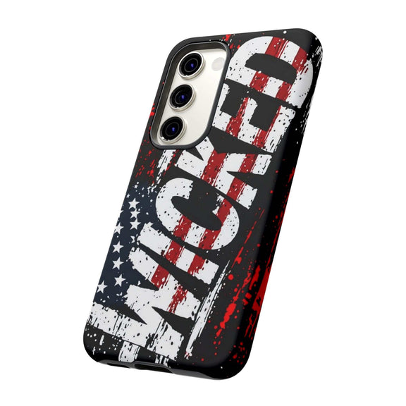 Distressed American flag phone case with "VETERAN" graphic by Printify, offering rugged patriotic protection.