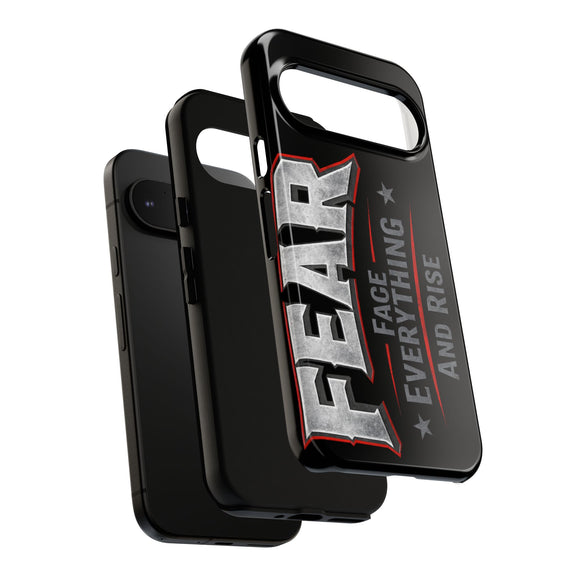 Fear Face Everything and Rise phone case by Printify, featuring a bold graphic design on a sleek protective case.