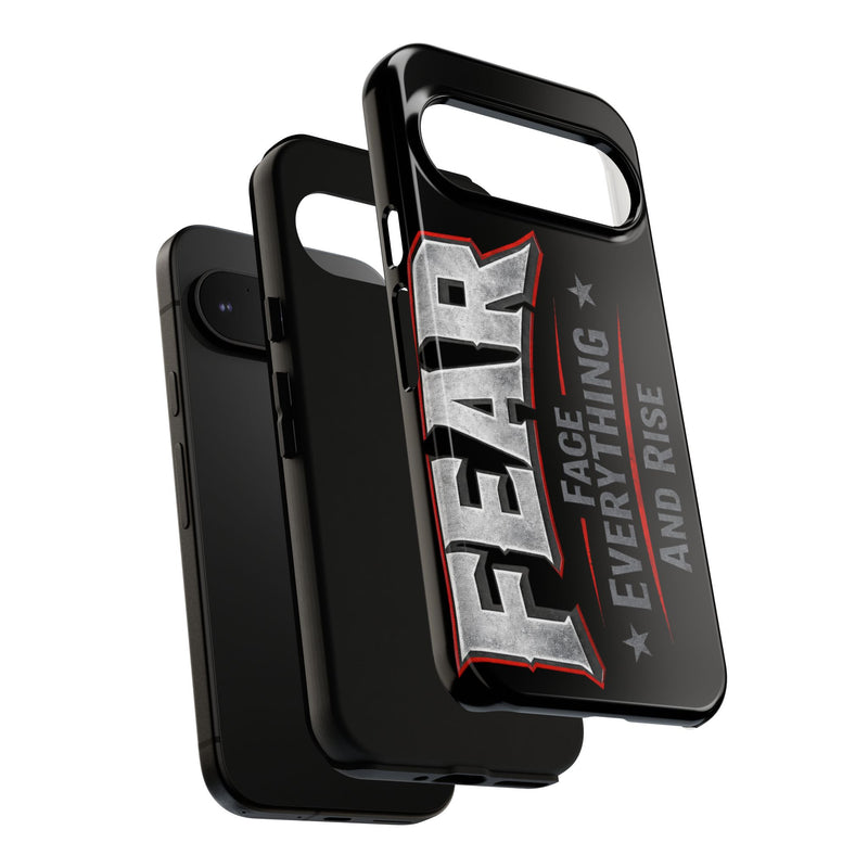 Fear Face Everything and Rise phone case by Printify, featuring a bold graphic design on a sleek protective case.