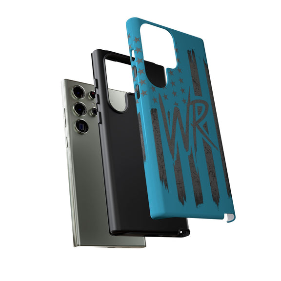 Patriotic blue 'WR' flag tough phone case by Printify featuring a durable design and vibrant flag graphics.
