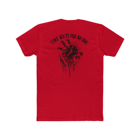 Time Waits For No One Tee — Skull & Clock Graphic Cotton T‑Shirt