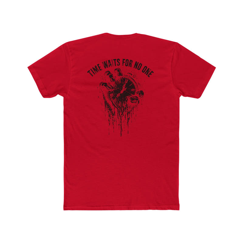 Time Waits For No One Tee — Skull & Clock Graphic Cotton T‑Shirt