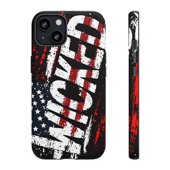 Distressed American flag phone case with "VETERAN" graphic by Printify, showcasing rugged patriotic design.