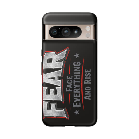Fear Face Everything and Rise phone case by Printify featuring a bold graphic design on a sleek protective cover.