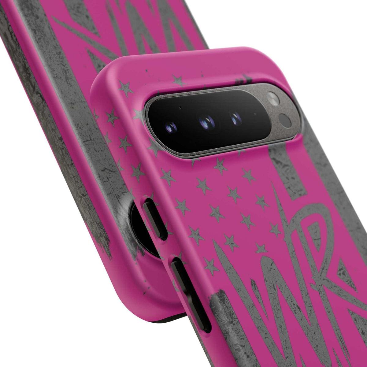 Pink 'WR' Flag Tough Phone Case by Printify with a durable design and vibrant flag graphic.