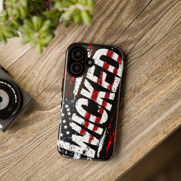 Distressed American flag phone case with "VETERAN" graphic by Printify, showcasing rugged patriotic design.
