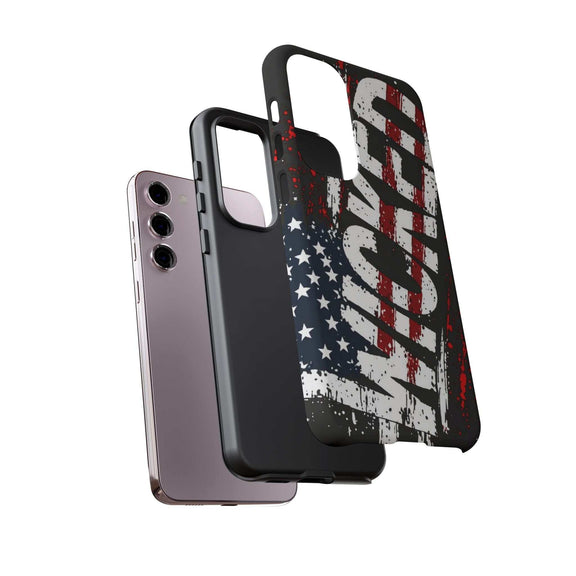 Distressed American flag phone case with "VETERAN" graphic, offering rugged protection by Printify.