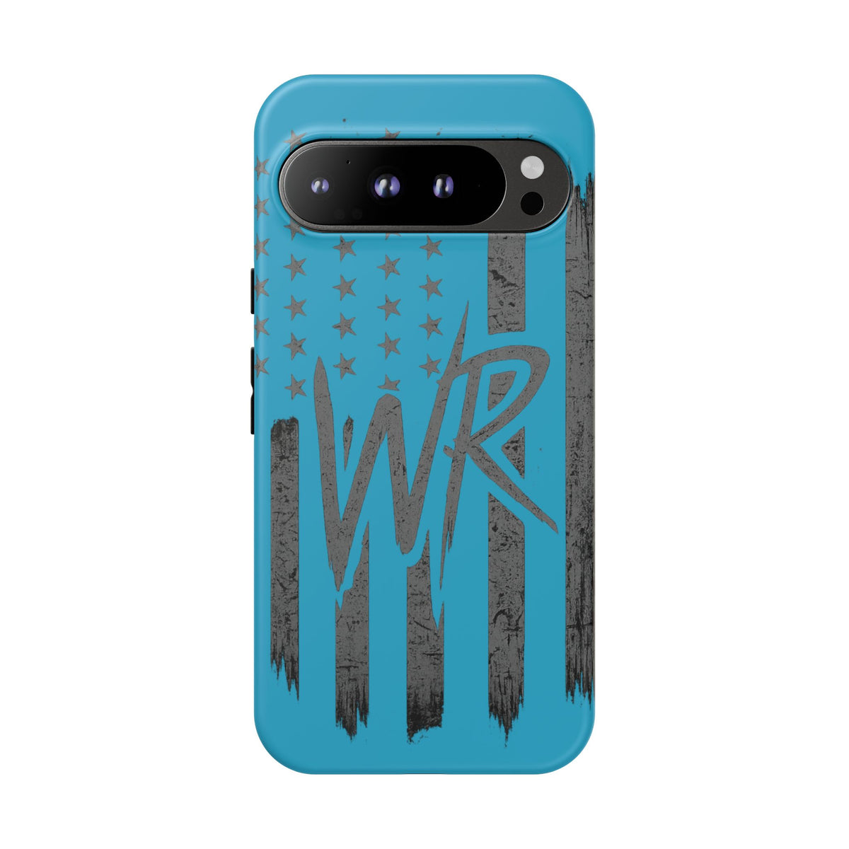 Patriotic blue 'WR' flag tough phone case by Printify, featuring a rugged design with a vibrant flag pattern.