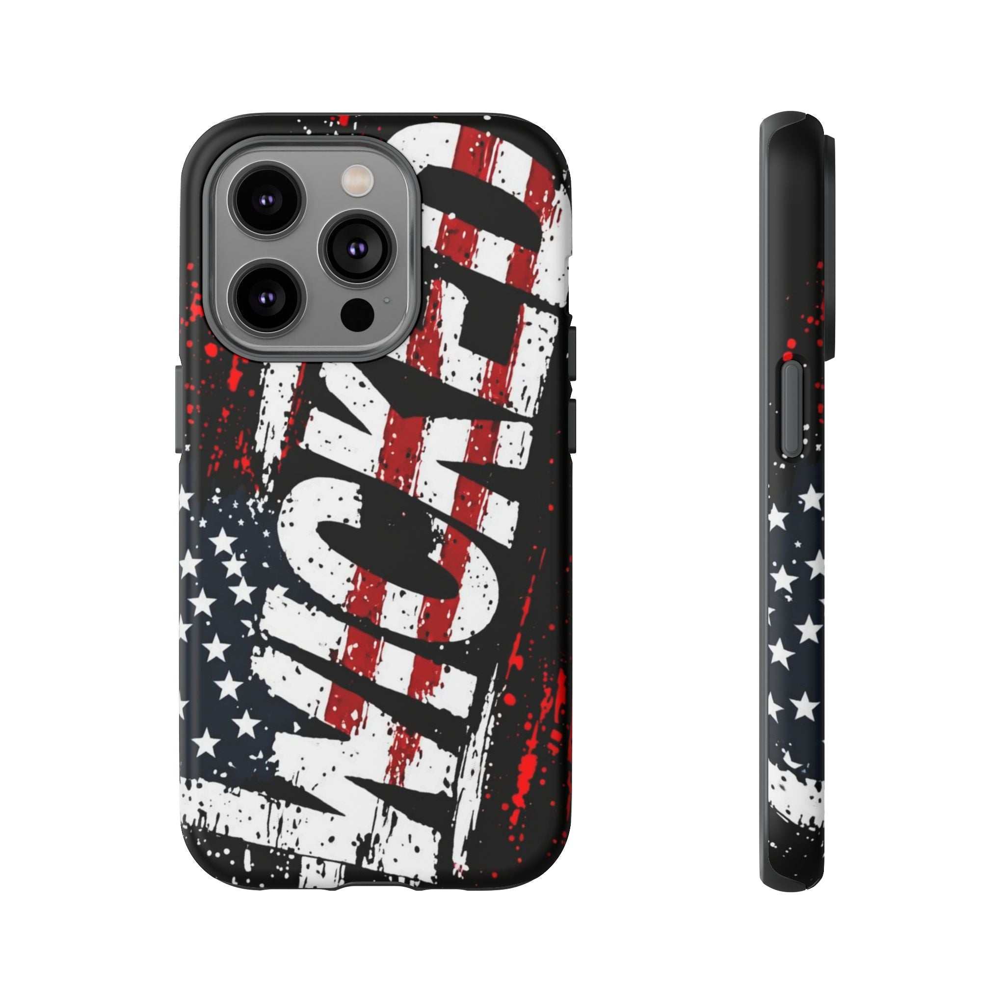Distressed American flag phone case with "VETERAN" graphic by Printify, showcasing rugged patriotic design and protection.