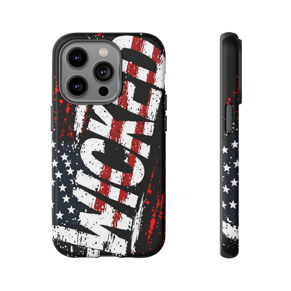 Distressed American flag phone case with "VETERAN" graphic by Printify, showcasing rugged patriotic design and protection.