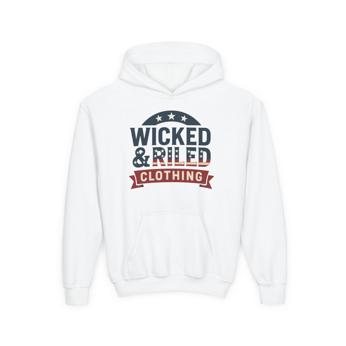 Wicked & Riled Youth Hoodie Patriotic Vintage Logo Sweatshirt - Wicked & Riled Clothing