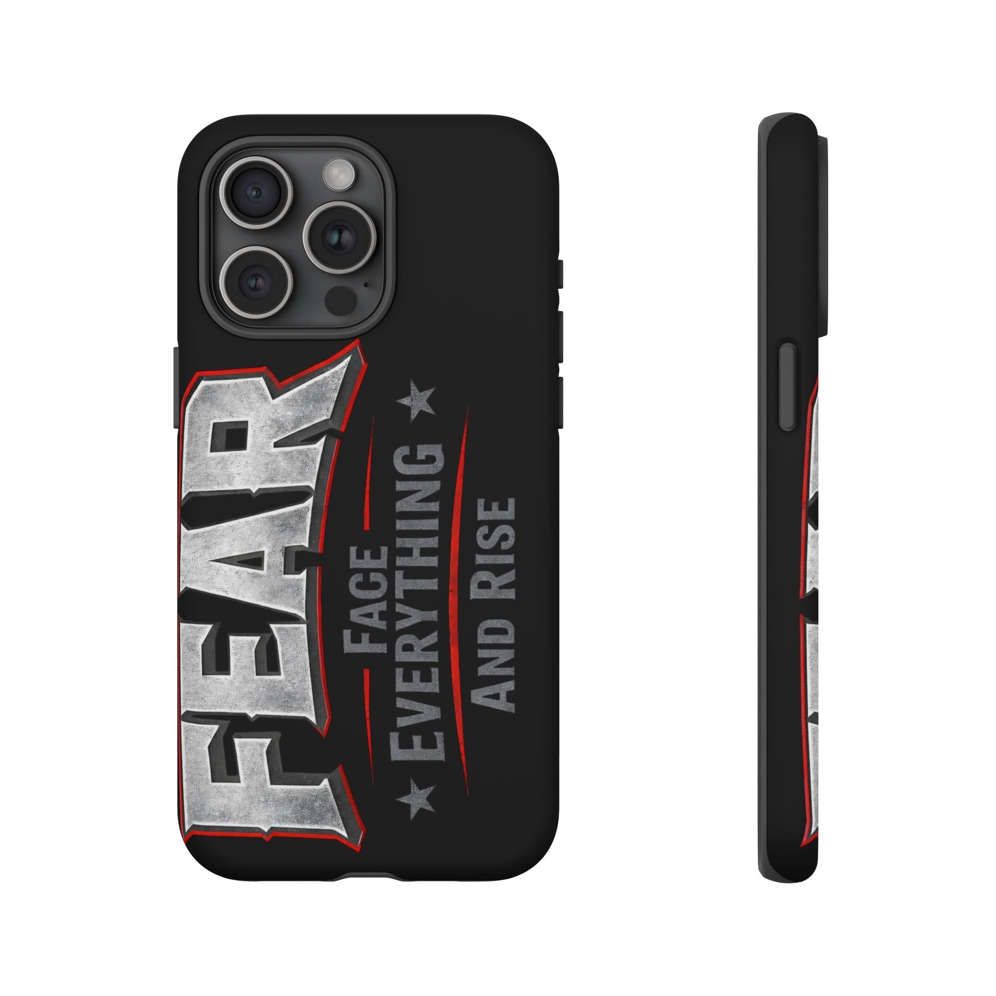 Fear Face Everything and Rise phone case by Printify, featuring a bold graphic design on a sleek phone cover.