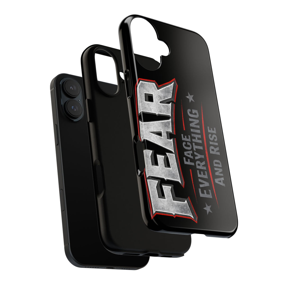 Fear — Face Everything and Rise Phone Case by Printify, featuring a motivational design with bold text on a sleek phone case.