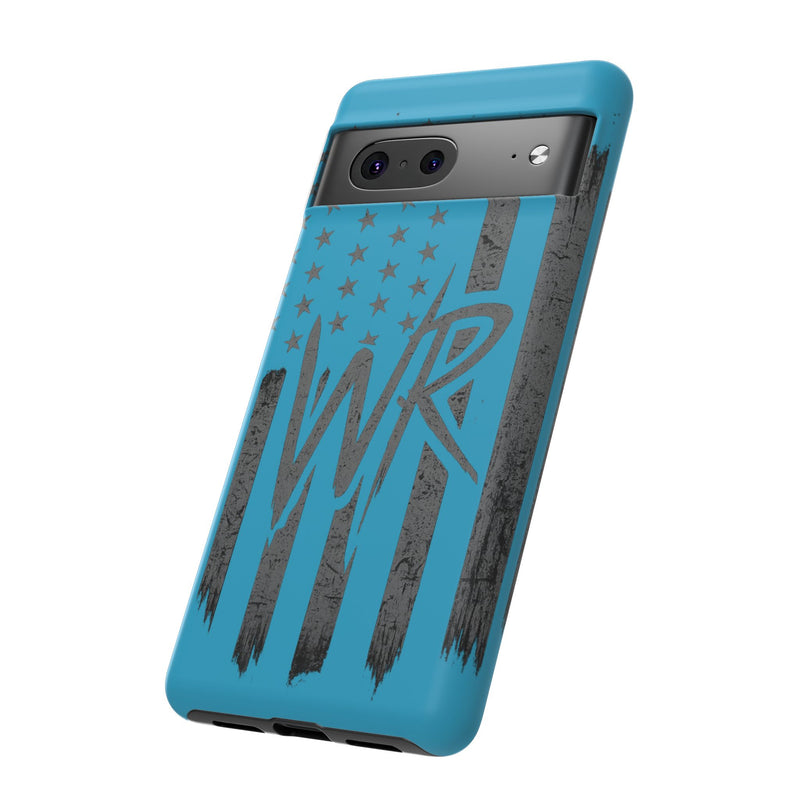 Patriotic blue 'WR' flag tough phone case by Printify with durable design and vibrant color representation.
