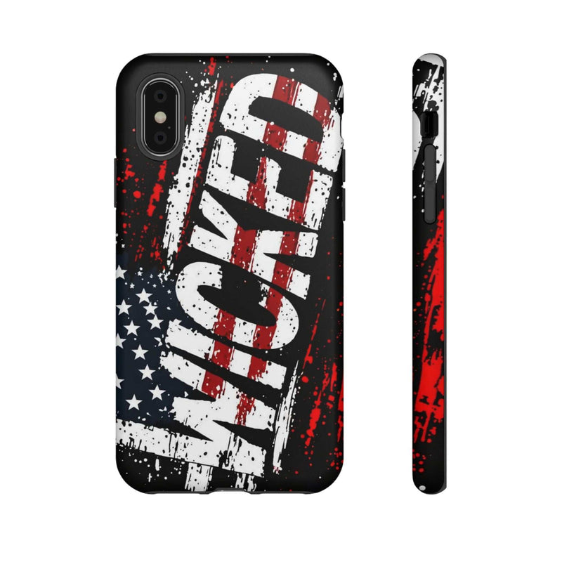 Distressed American flag phone case with "VETERAN" graphic by Printify, showcasing rugged patriotic design and protection.