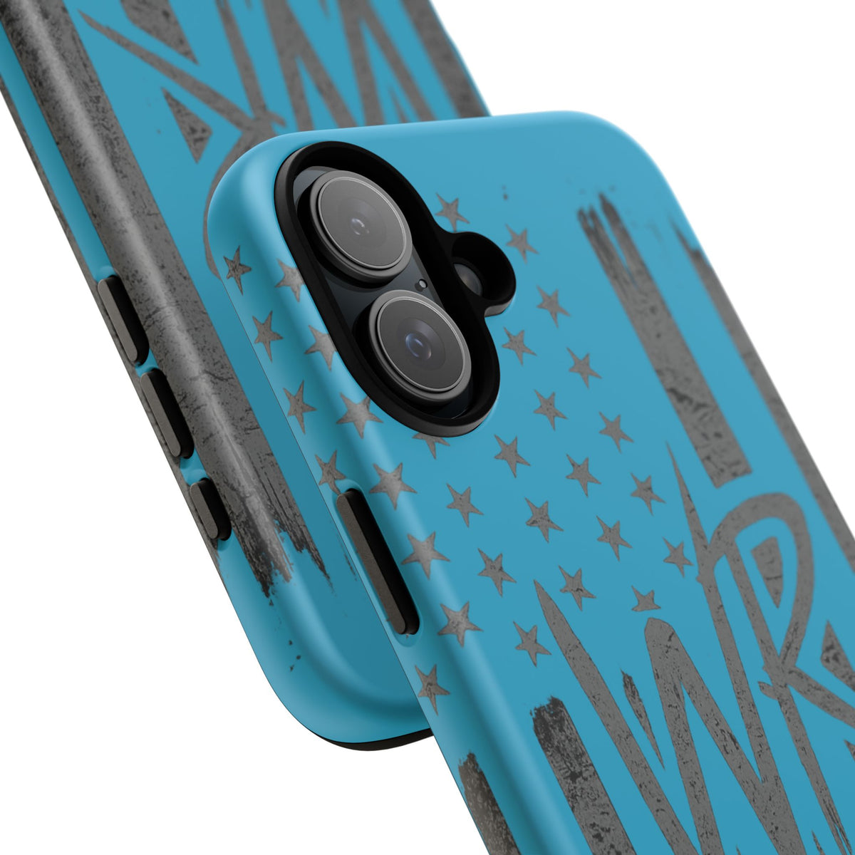 Patriotic blue 'WR' flag tough phone case by Printify with durable design and vibrant colors displayed on a white background.