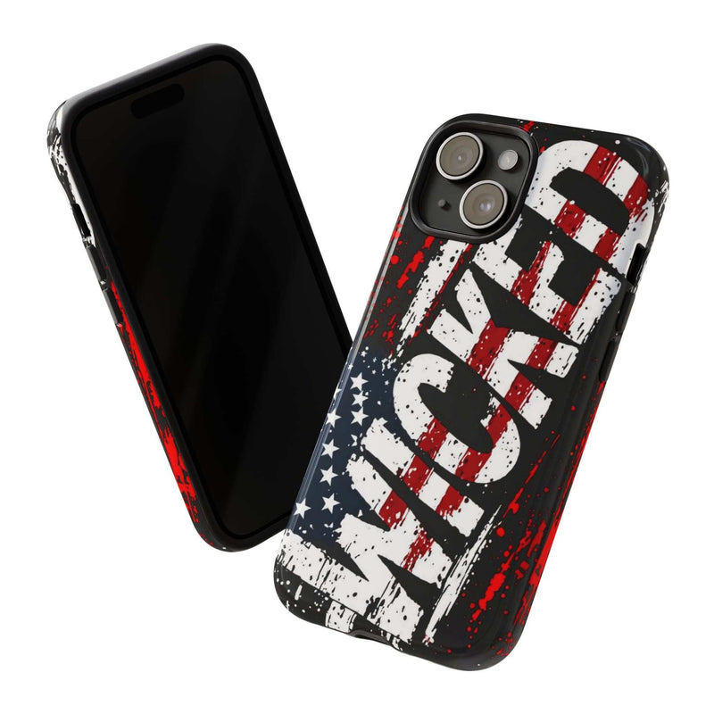Distressed American flag phone case featuring "VETERAN" graphic by Printify, offering rugged patriotic protection.