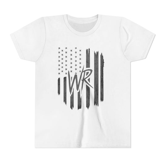 Youth Tee  Distressed American Flag with WR Monogram - Wicked & Riled Clothing