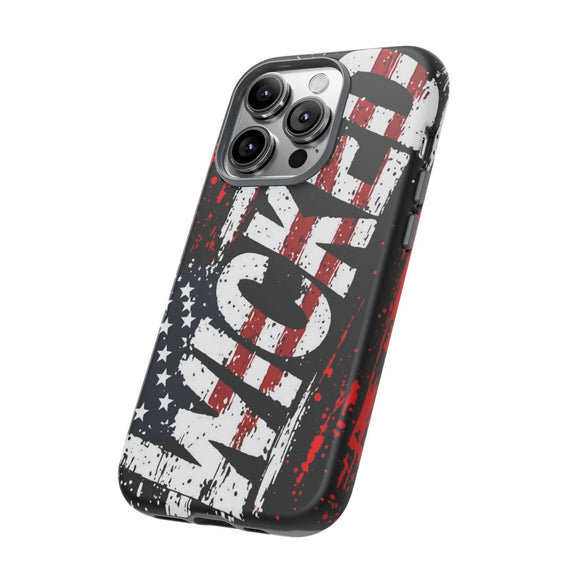 Distressed American flag phone case featuring "VETERAN" graphic by Printify for rugged protection.