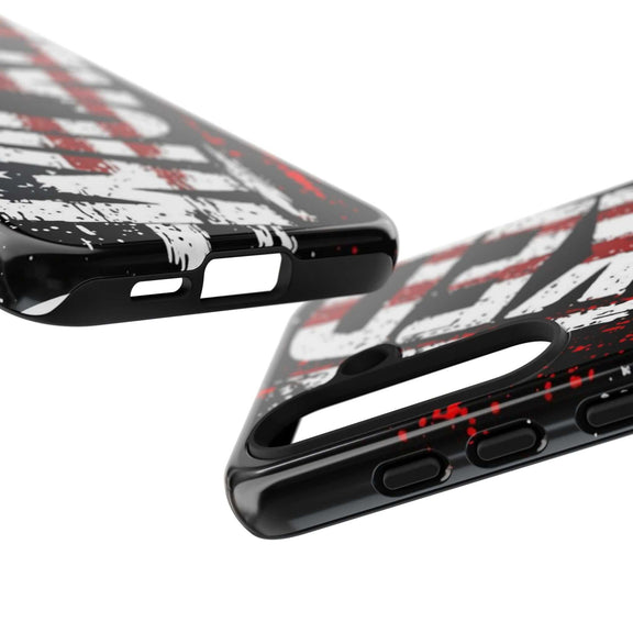 Distressed American flag phone case with "VETERAN" graphic by Printify, offering rugged protection for smartphones.