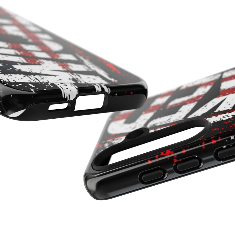 Distressed American flag phone case with "VETERAN" graphic by Printify, offering rugged protection for smartphones.