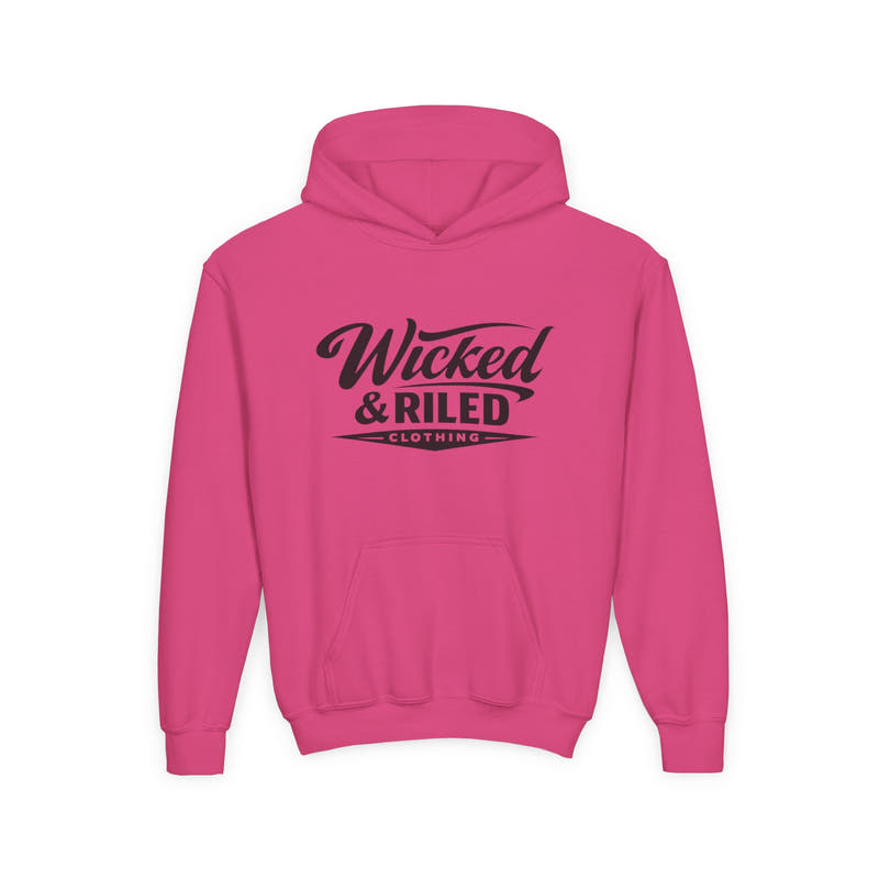 Youth Hoodie Distressed American Flag with 'WR' Front & 'Fear Face Everything And Rise' Motivational Back - Wicked & Riled Clothing