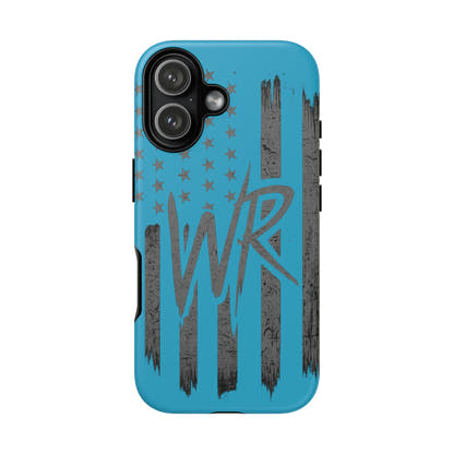 Patriotic blue 'WR' flag tough phone case by Printify, featuring a durable design with vibrant flag graphics.