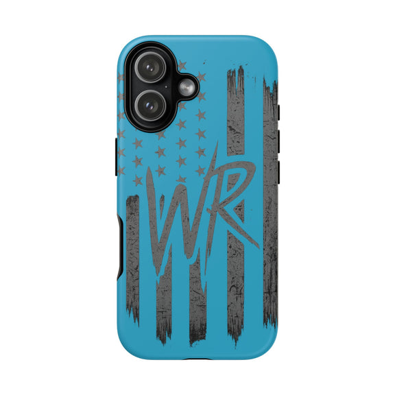 Patriotic blue 'WR' flag tough phone case by Printify, featuring a durable design with vibrant flag graphics.