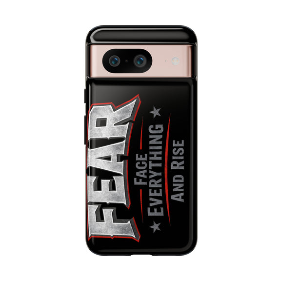 Fear Face Everything and Rise Phone Case by Printify, featuring a bold graphic design on a sleek phone case.