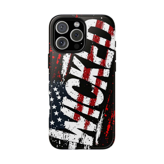 Distressed American flag phone case featuring "VETERAN" graphic by Printify, showcasing rugged, patriotic design.