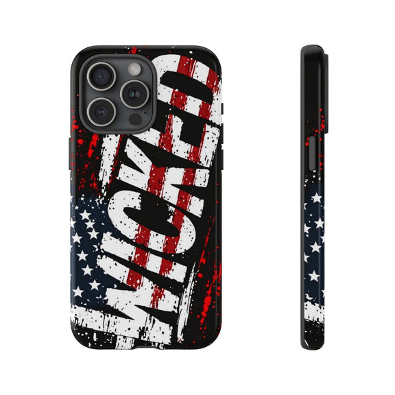 Distressed American flag phone case with "VETERAN" graphic by Printify, showcasing rugged patriotic design and protection.