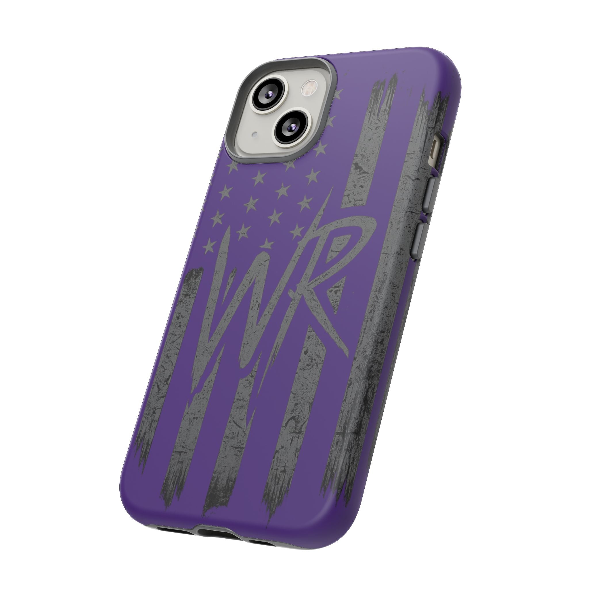 Purple 'WR' flag tough phone case by Printify, showcasing durable design and vibrant colors for enhanced protection.