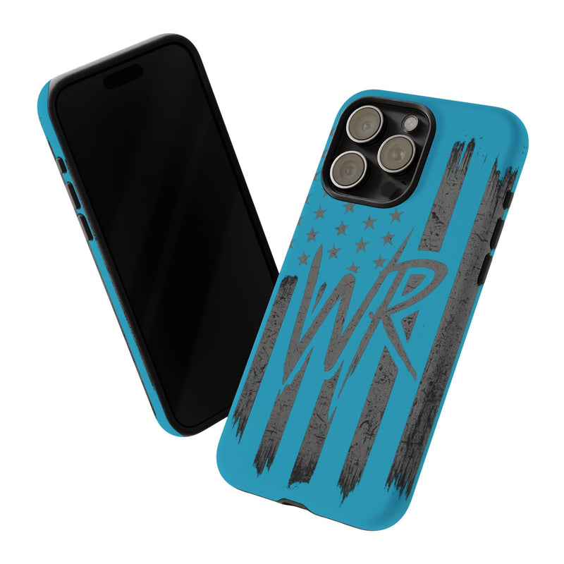 Patriotic blue 'WR' flag tough phone case by Printify, featuring a durable design with vibrant flag graphics.