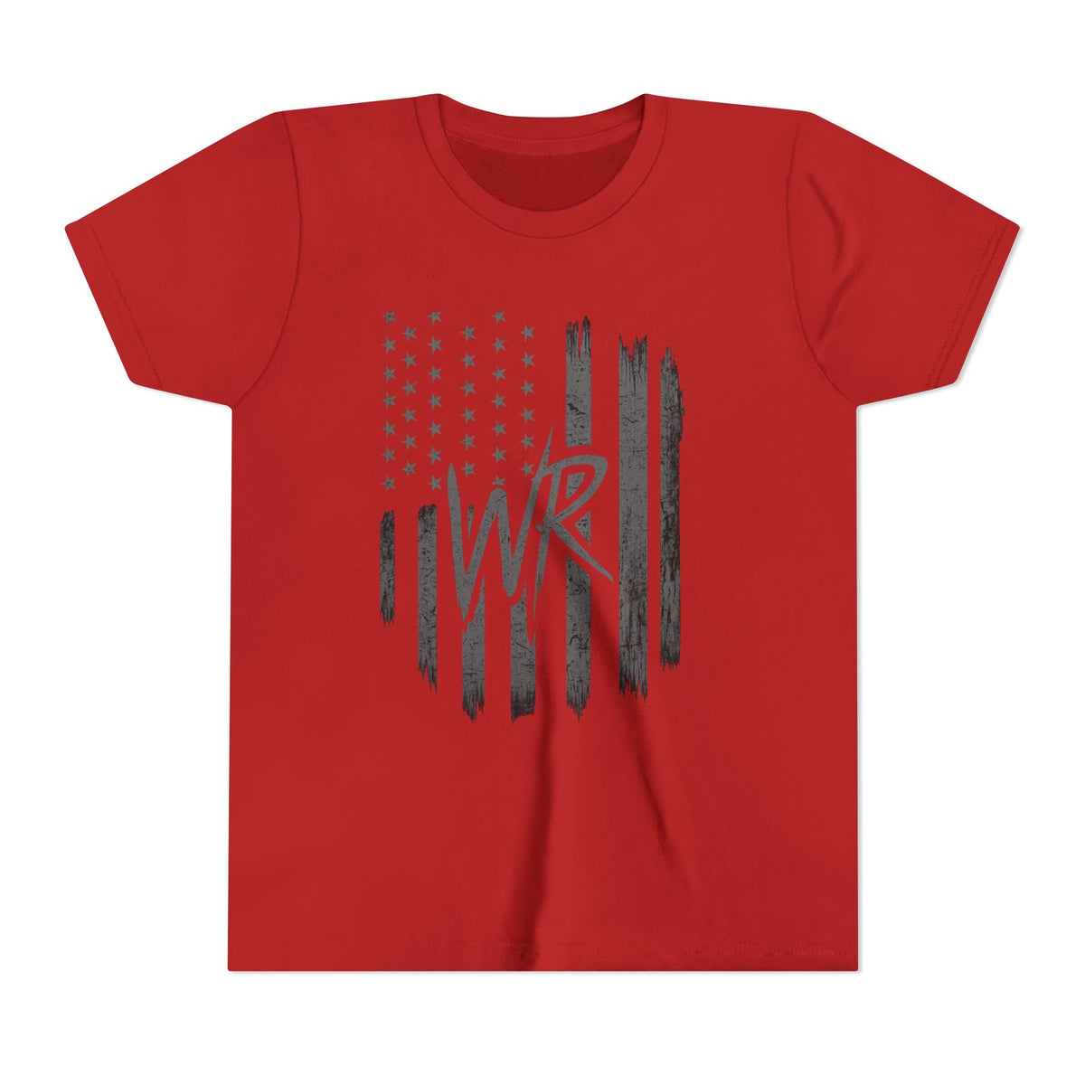 Youth Tee  Distressed American Flag with WR Monogram - Wicked & Riled Clothing