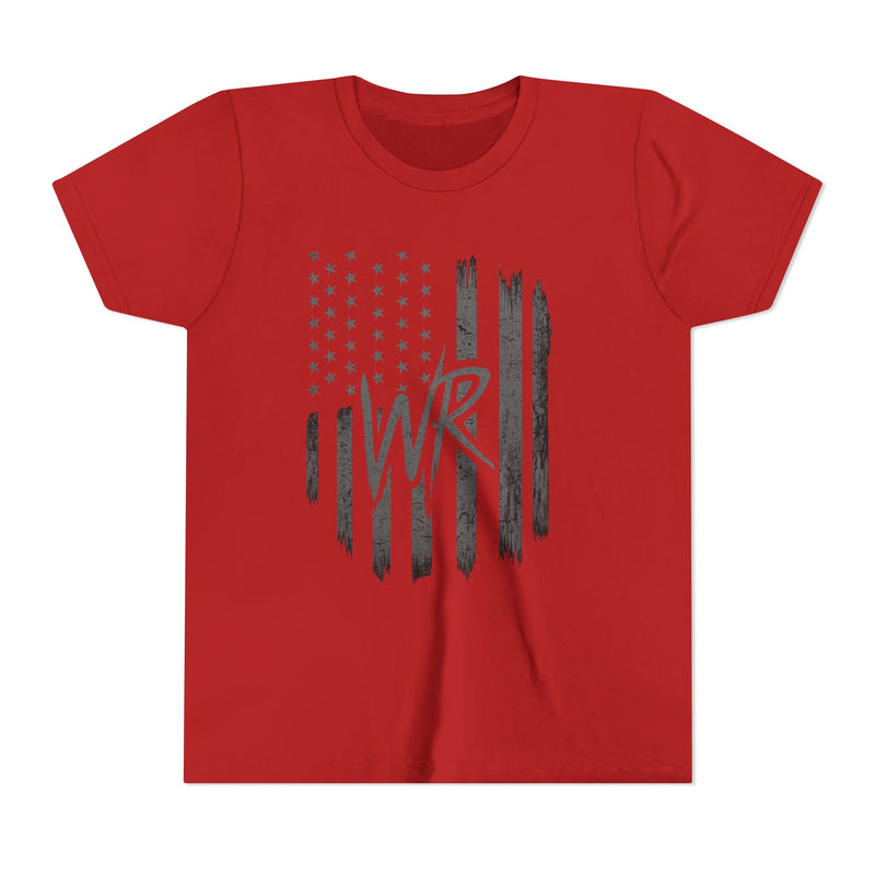 Youth Tee  Distressed American Flag with WR Monogram - Wicked & Riled Clothing