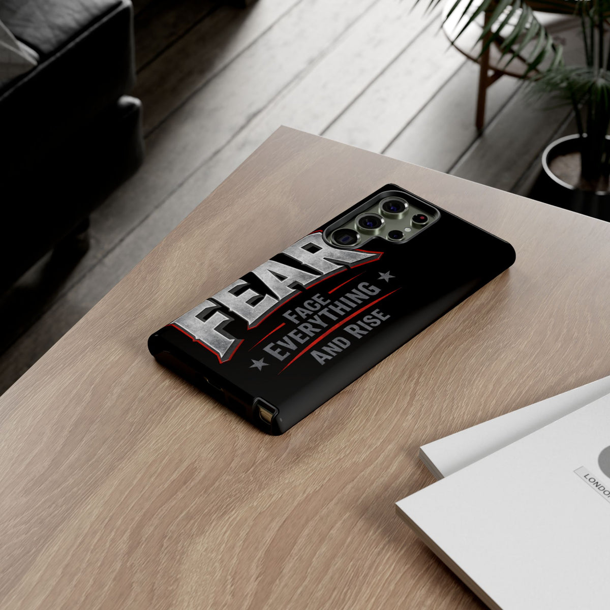 Fear phone case by Printify featuring a motivational design to inspire resilience and strength.