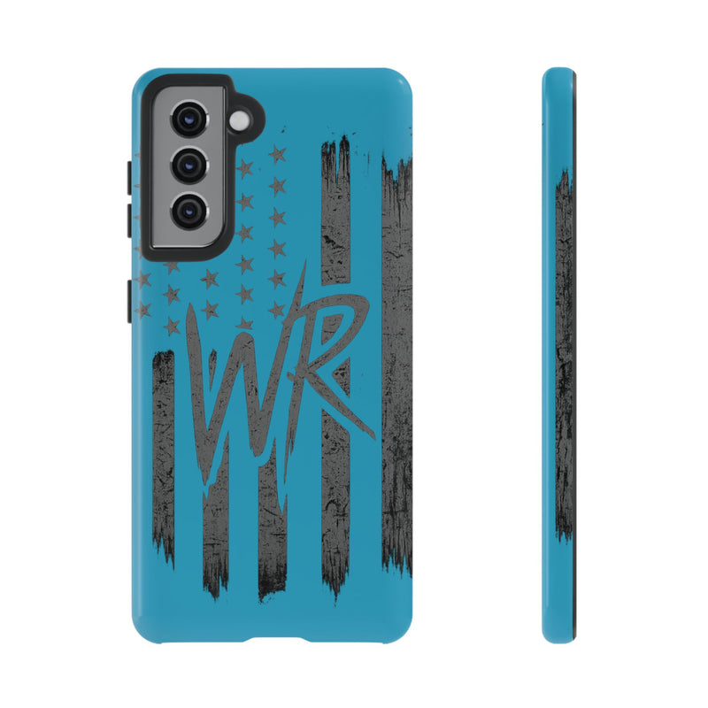 Patriotic blue 'WR' flag tough phone case from Printify, showcasing a durable design with vibrant flag graphics.
