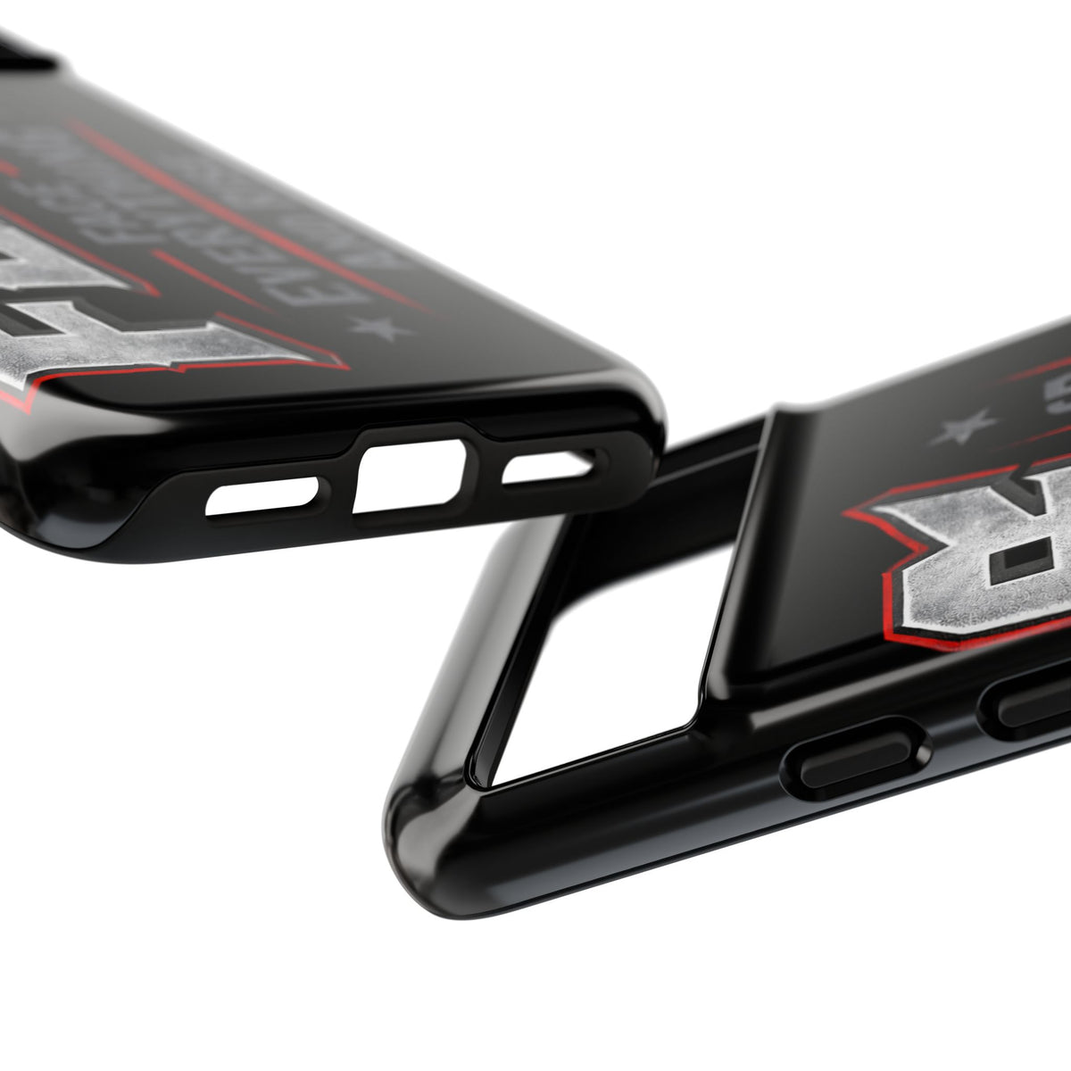 Fear phone case by Printify featuring a bold design with the phrase "Face Everything and Rise" on a sleek background.