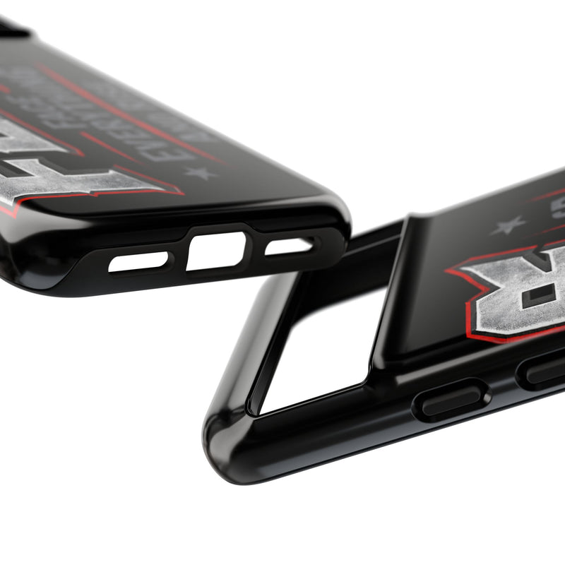 Fear phone case by Printify featuring a bold design with the phrase "Face Everything and Rise" on a sleek background.